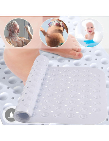 Alfombrilla Antideslizante para Baño XKVUKXO 100x40 cm Blanca