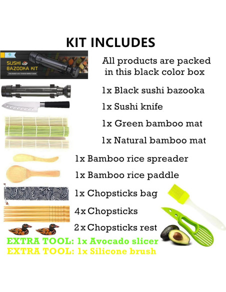 Kit de Hacer Sushi FUNGYAND 15 Piezas con Bazooka y Esteras Kit de Hacer Sushi FUNGYAND 15 Piezas con Bazooka y Esteras
