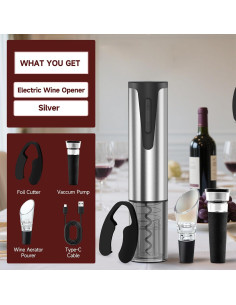 Abridor de Vino Eléctrico Recargable Zhongshan 348g 4 en 1 2