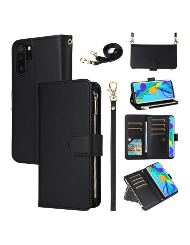 Funda billetera Huawei P30 Pro Furill negra con correa