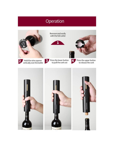 Abridor de Vino Eléctrico Hisip Automático 357g 3 en 1