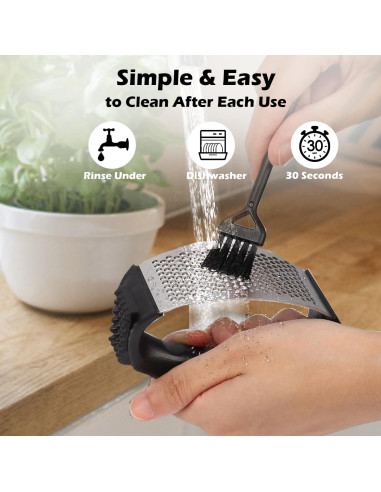 Prensa de Ajo Rocker Acero Inoxidable con Pelador y Cepillo