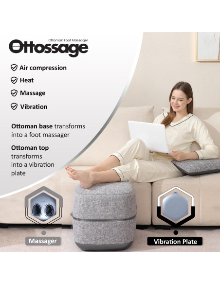 Masajeador de pies Ottossage con calor y vibración, gris Masajeador de pies Ottossage con calor y vibración, gris