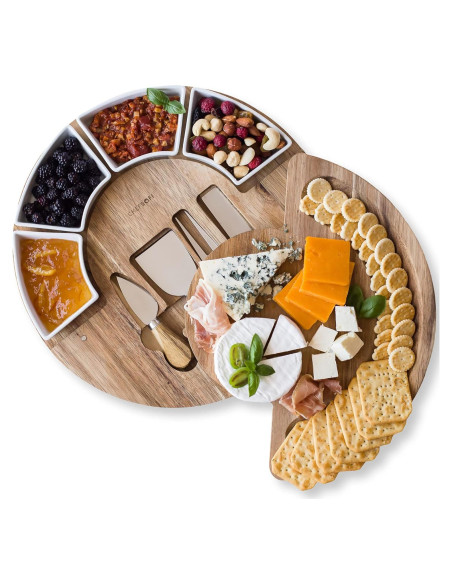 Juego de Tabla de Queso ChefSofi 33 cm Madera Acacia 8 Piezas Juego de Tabla de Queso ChefSofi 33 cm Madera Acacia 8 Piezas