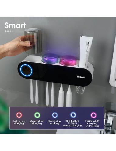 Soporte de Cepillos de Dientes iHave UV Negro 3 Tazas