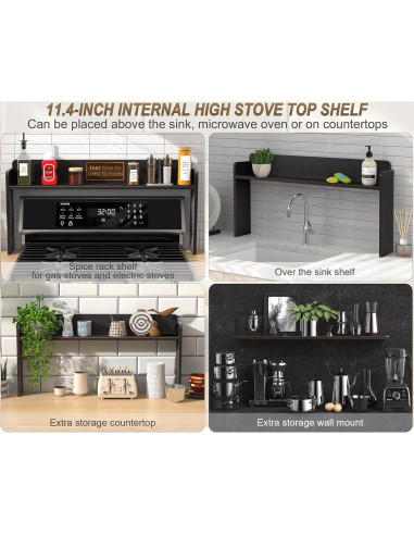 Estante de Cocina MyLifeUNIT 80 cm Madera Negra para Estufa