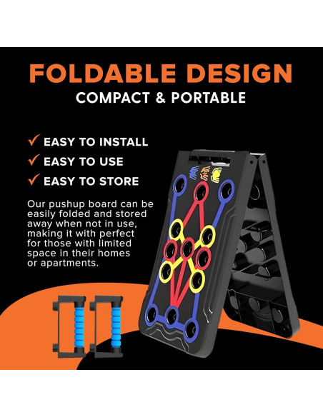 Tablero de Flexiones Plegable ATA-Strength 15 en 1 con Bandas Tablero de Flexiones Plegable ATA-Strength 15 en 1 con Bandas