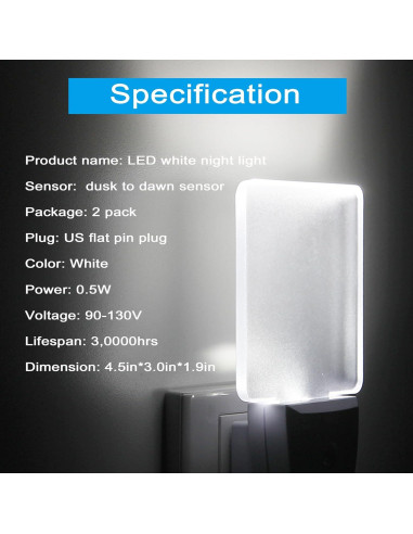 Luces Nocturnas LED U4GLORY con Sensor Automático - Paquete de 2