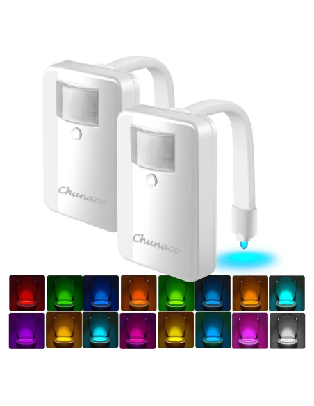 Luz Nocturna LED para Inodoro Chunace - 2 Piezas, 16 Colores Luz Nocturna LED para Inodoro Chunace - 2 Piezas, 16 Colores