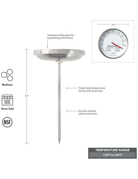 Termómetro de Carne KitchenAid KQ902 Acero Inoxidable 7,62 cm Termómetro de Carne KitchenAid KQ902 Acero Inoxidable 7,62 cm