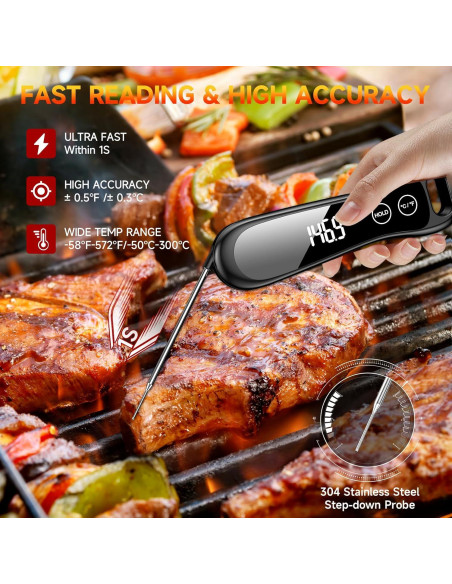 Termómetro Digital de Carne Genérico IP67 Plegable LED Termómetro Digital de Carne Genérico IP67 Plegable LED