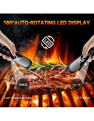 Termómetro Digital de Carne Genérico IP67 Plegable LED