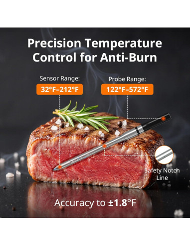 Termómetro de Carne Inalámbrico AIRMSEN Bluetooth 5.4