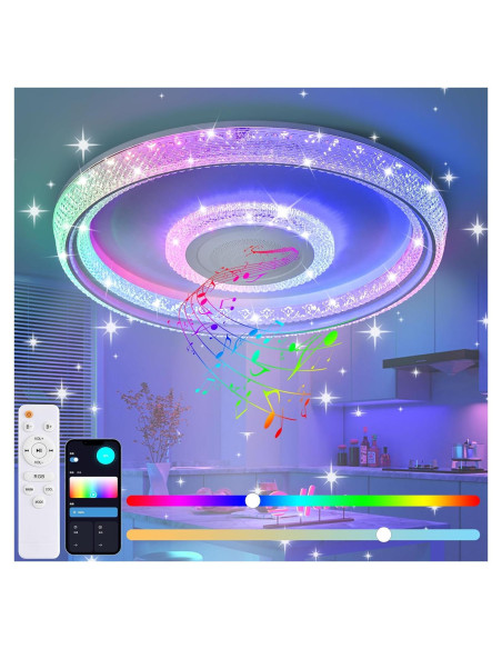 Lámpara de Techo HENTAG con Altavoz Bluetooth RGB 28cm Lámpara de Techo HENTAG con Altavoz Bluetooth RGB 28cm