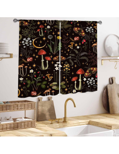 Cortinas Lnepty de Champiñón Retro 2 Paneles 66x213 cm