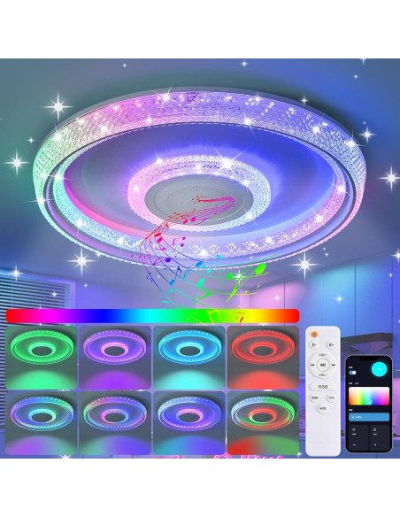 Lámpara de Techo HENTAG con Altavoz Bluetooth RGB 28cm Lámpara de Techo HENTAG con Altavoz Bluetooth RGB 28cm