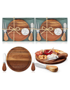 Juego de Tablas de Queso Redondas Maxcheck 2 Piezas Acacia