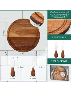 Juego de Tablas de Queso Redondas Maxcheck 2 Piezas Acacia 2