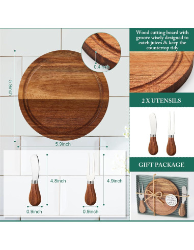 Juego de Tablas de Queso Redondas Maxcheck 2 Piezas Acacia