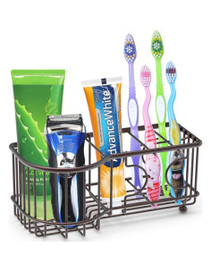 Soporte para Cepillos de Dientes Simple Houseware Bronce 6 Compartimentos 2