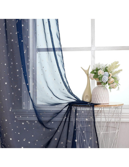 Cortinas Transparentes WUBODTI Azul Marino 99x200 cm 2 Paneles Cortinas Transparentes WUBODTI Azul Marino 99x200 cm 2 Paneles
