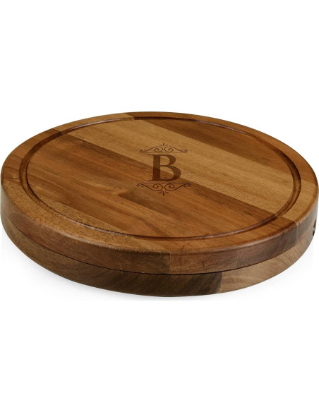 Tabla de Cortar de Queso Acacia Picnic Time con Monograma B Tabla de Cortar de Queso Acacia Picnic Time con Monograma B