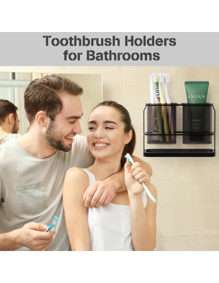 Soporte para Cepillos de Dientes VACONICO Negro 2 Tazas Soporte para Cepillos de Dientes VACONICO Negro 2 Tazas