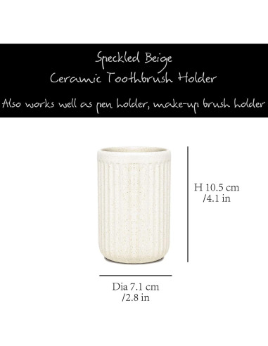 Portacepillos Cerámica Beige Manchado ABBI NIMO 7.1x10.4cm