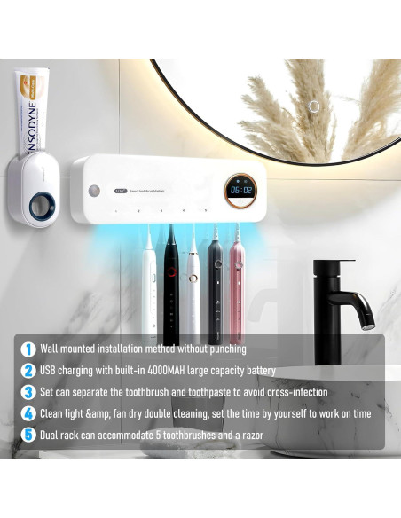 Limpiador de Cepillos de Dientes GFBEBDV con Dispensador Automático Limpiador de Cepillos de Dientes GFBEBDV con Dispensador Automático