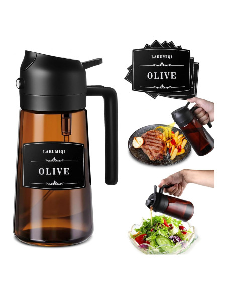 Dispensador de Aceite de Vidrio 2 en 1 LAKUMIQI 470ml Negro Dispensador de Aceite de Vidrio 2 en 1 LAKUMIQI 470ml Negro