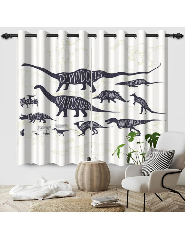Cortinas Opacas Uiiooazy Dinosaurios 2 Paneles 105x213 cm