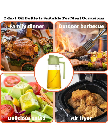 Botella Dispensadora de Aceite Atoxionull 470 ml Verde 2 en 1 Botella Dispensadora de Aceite Atoxionull 470 ml Verde 2 en 1