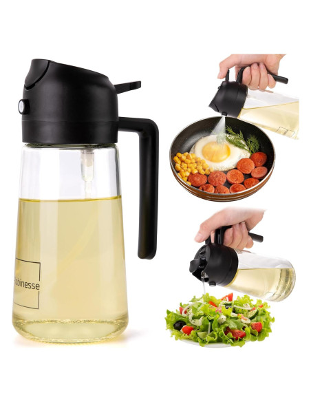 Dispensador de Aceite 2 en 1 Robinesse 470ml Vidrio Negro Dispensador de Aceite 2 en 1 Robinesse 470ml Vidrio Negro
