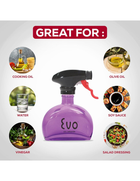 Pulverizador de Aceite Evo de Vidrio 170ml Sin Aerosol Púrpura Pulverizador de Aceite Evo de Vidrio 170ml Sin Aerosol Púrpura