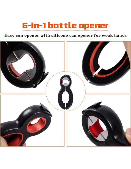 Abridor de Tarros y Botellas Lzzabo 4 en 1 Rojo Abridor de Tarros y Botellas Lzzabo 4 en 1 Rojo