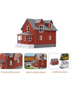 Casa Residencial Moderna a Escala HO EVEMODEL Roja 12x5.8x9.2cm 2
