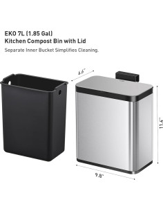 Cubo de Compostaje EKO 7L Acero Inoxidable con Tapa 2