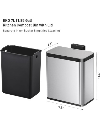 Cubo de Compostaje EKO 7L Acero Inoxidable con Tapa