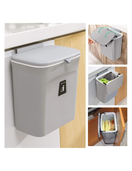 Cubo de Compostaje Tiyafuro 9L Gris Montable para Cocina Cubo de Compostaje Tiyafuro 9L Gris Montable para Cocina
