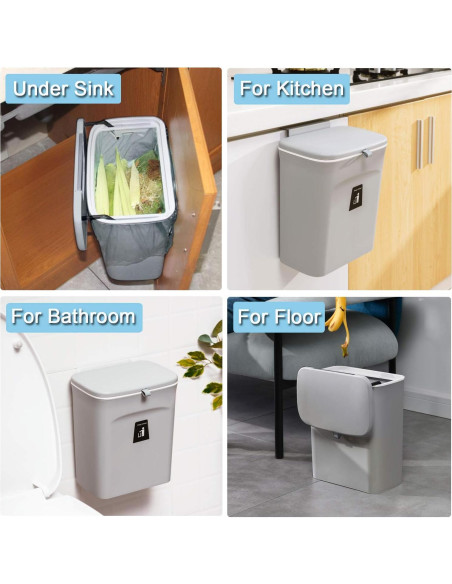 Cubo de Compostaje Tiyafuro 9L Gris Montable para Cocina Cubo de Compostaje Tiyafuro 9L Gris Montable para Cocina