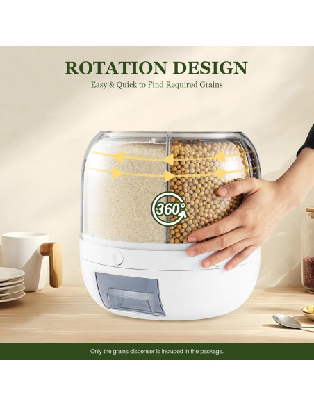 Dispensador de Arroz Unnsiapit Rotativo 6kg 360 Blanco Dispensador de Arroz Unnsiapit Rotativo 6kg 360 Blanco