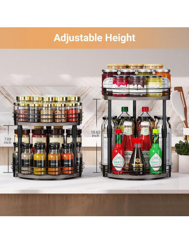 Organizador de Especias Giratorio 2 Niveles Across-Star Gris