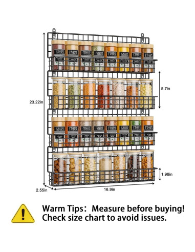 Estante de Especias X-cosrack 4 Niveles Montado en Pared