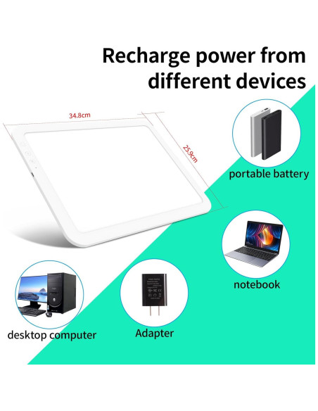 Mesa de Luz A4 TOHETO LED Recargable 3500mAh Blanca Mesa de Luz A4 TOHETO LED Recargable 3500mAh Blanca