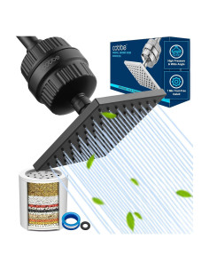 Cabezal de Ducha Filtrado Cobbe 20 Etapas Alta Presión Negro