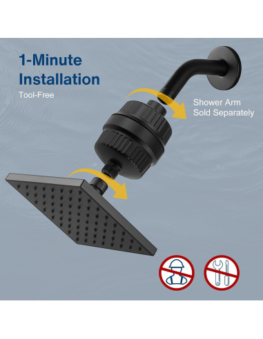 Cabezal de Ducha Filtrado Cobbe 20 Etapas Alta Presión Negro