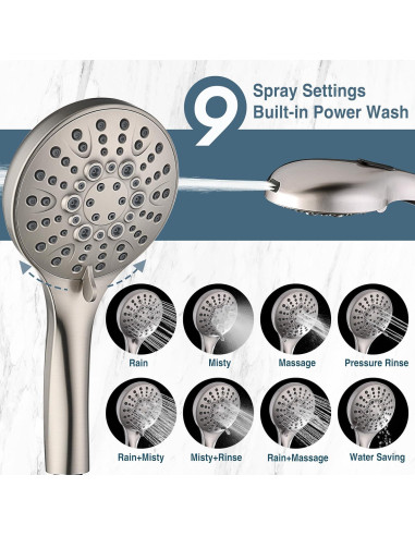 Cabezal de Ducha BRIGHT SHOWERS Doble Alta Presión 9 Modos