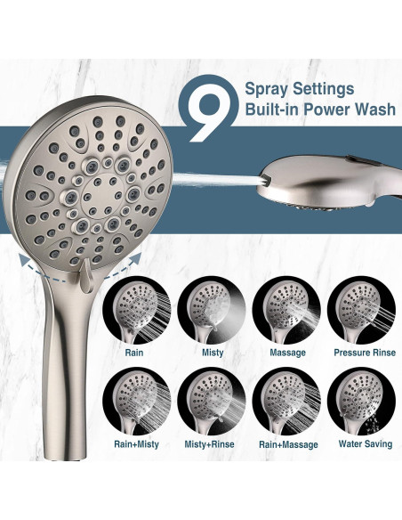 Cabezal de Ducha BRIGHT SHOWERS Doble Alta Presión 9 Modos Cabezal de Ducha BRIGHT SHOWERS Doble Alta Presión 9 Modos