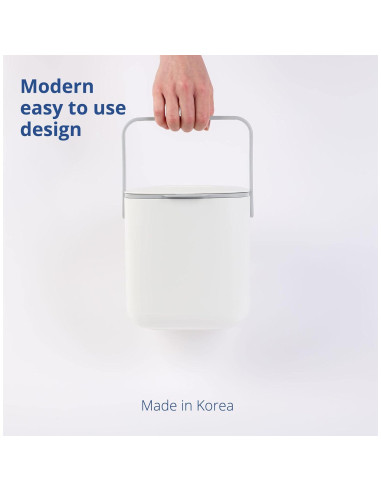 Cubo de Compostaje Ginkgo Azul 2.6L Blanco Hermético