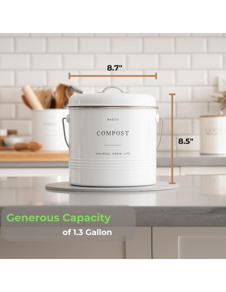 Contenedor de Compostaje D'Lifeful 4.9L Blanco - Sin Olores Contenedor de Compostaje D'Lifeful 4.9L Blanco - Sin Olores
